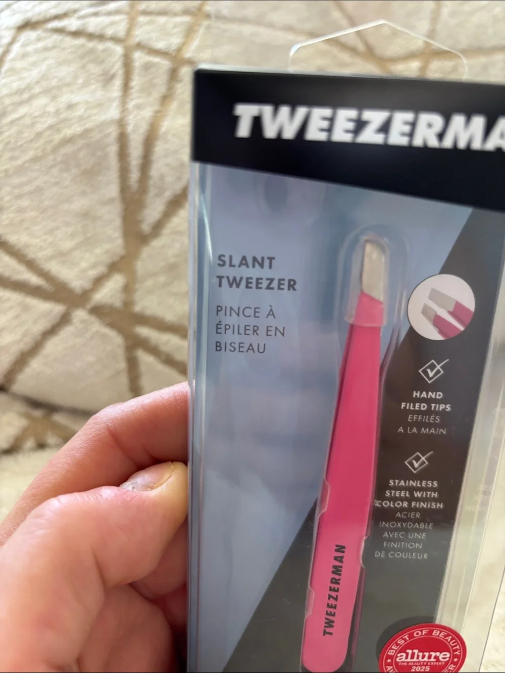 2 Pair NIB Tweezerman Slant Tweezer in Bright Pink